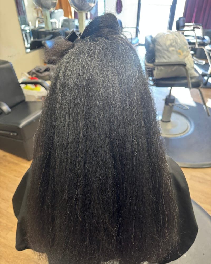 Double Strand Twist · Mid-Back Length — before