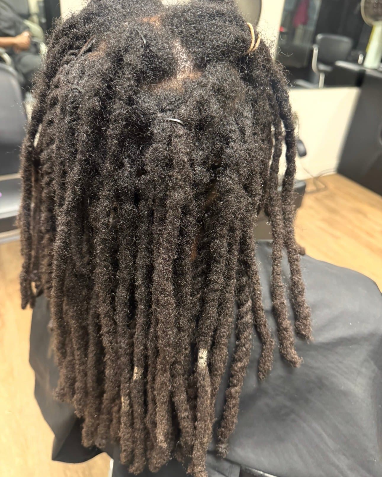 Loc palm roll with double strand twists — before